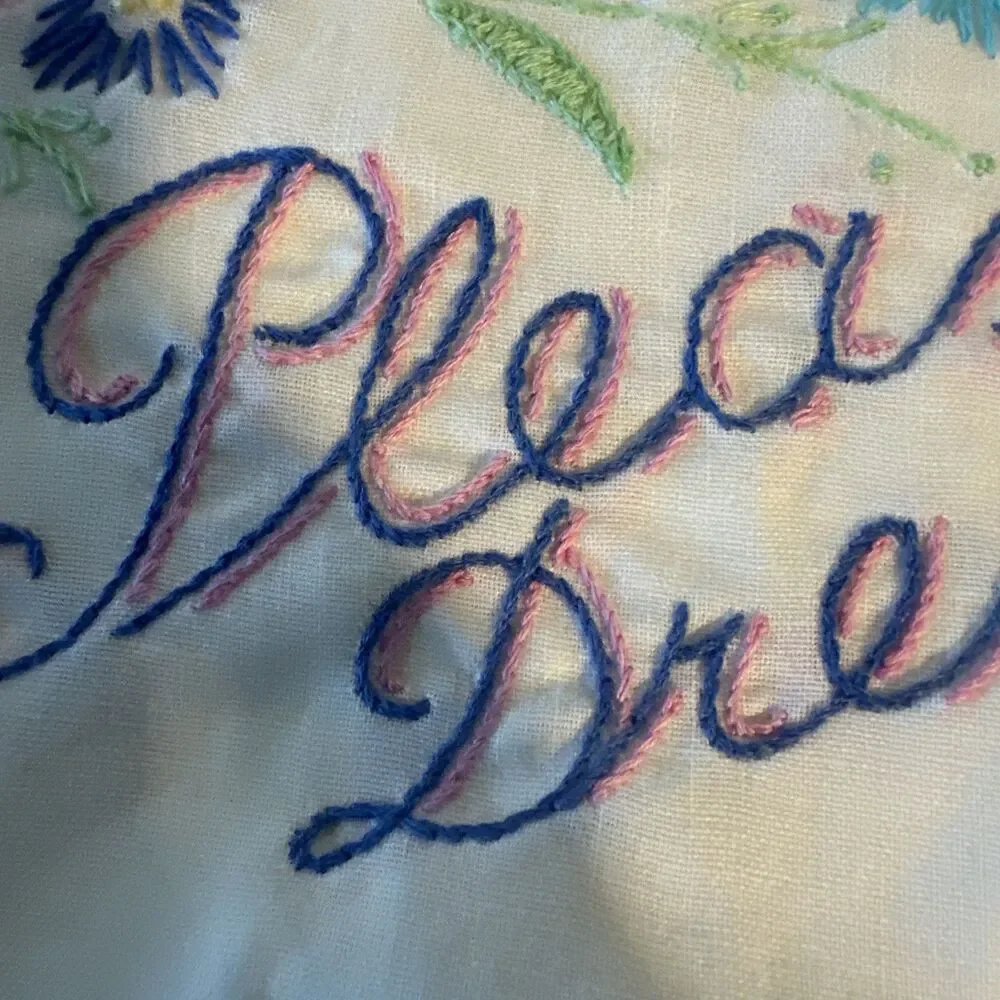 Pleasant Dreams Scalloped Edge Handstitched Pillowcases Standard Sz Vintage READ